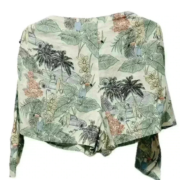 C&C California Faux Wrap High Waisted Linen Shorts Women’s Size 8 - Picture 2 of 10